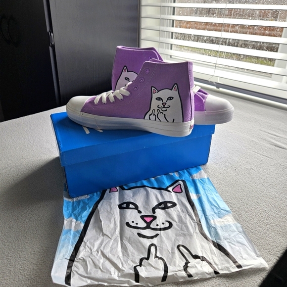 NWT!!! RIPNDIP Lord Nermal High Top Shoe Levander and White Women's Size 9 - Picture 1 of 7